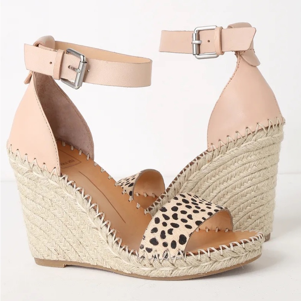 Dolce Vita Noor Leopard Calf Hair Espadrille Wedges